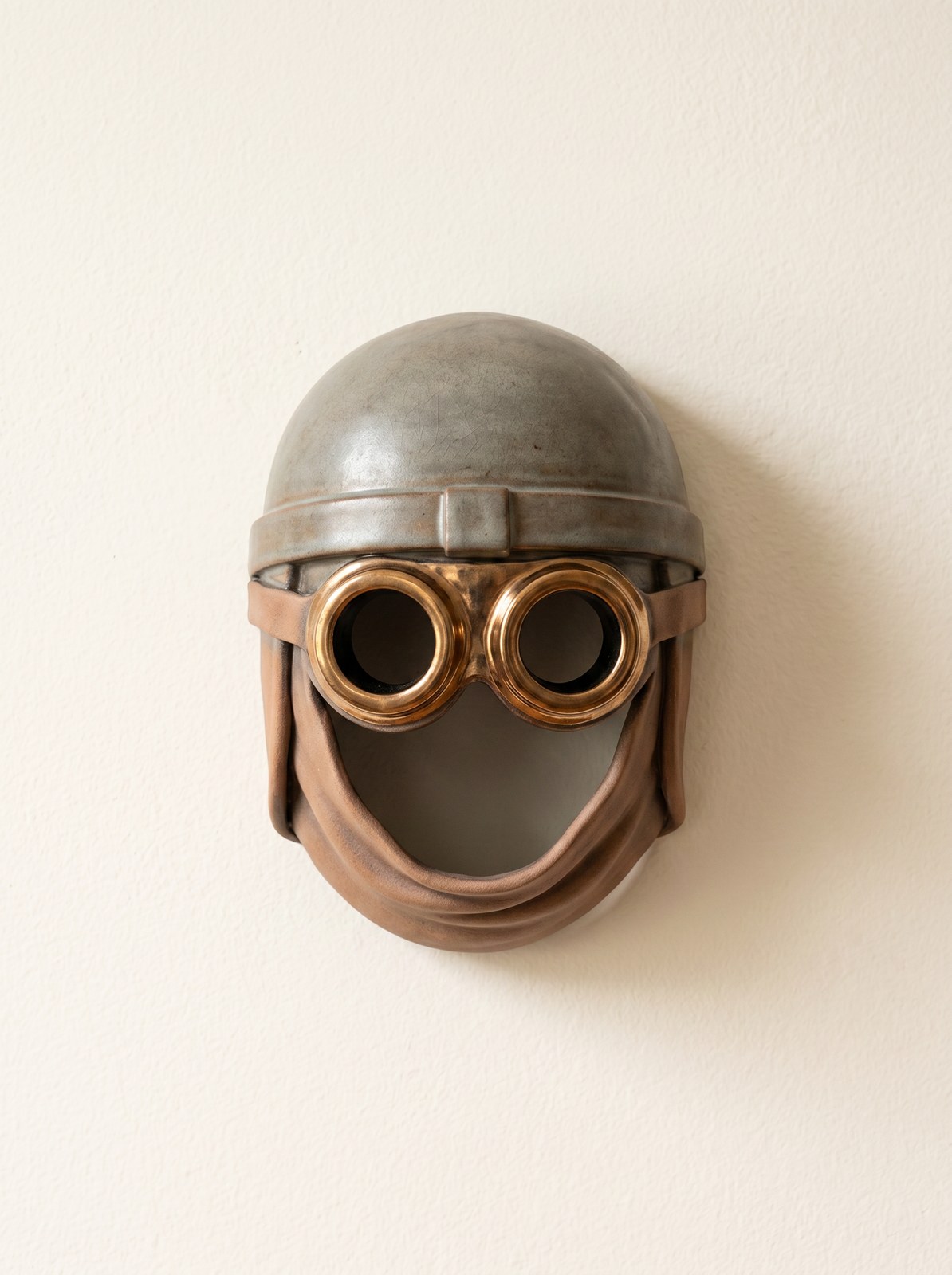 Pod-racer pilot ceramic mask with brass goggles