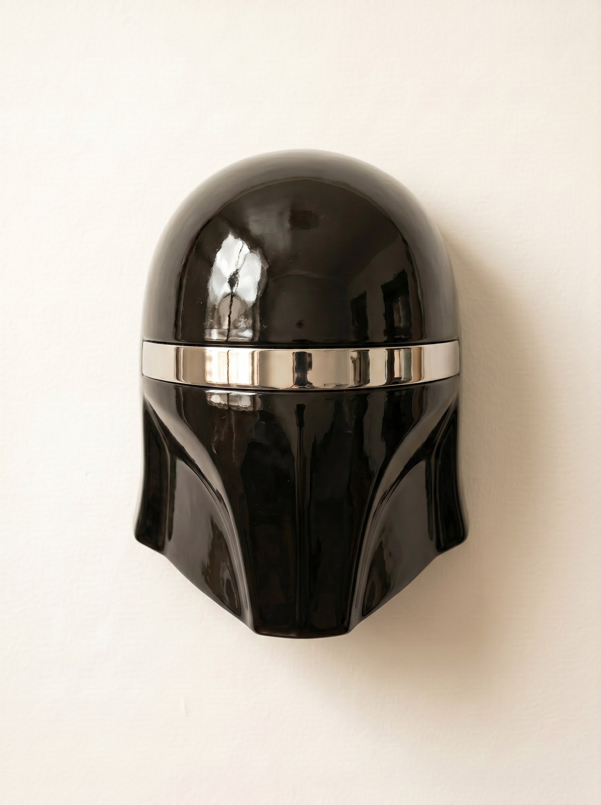 Kylo Ren ceramic wall mask in gloss black with silver band